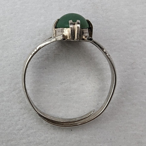 British vintage jewelry jade sterling silver ring, free size